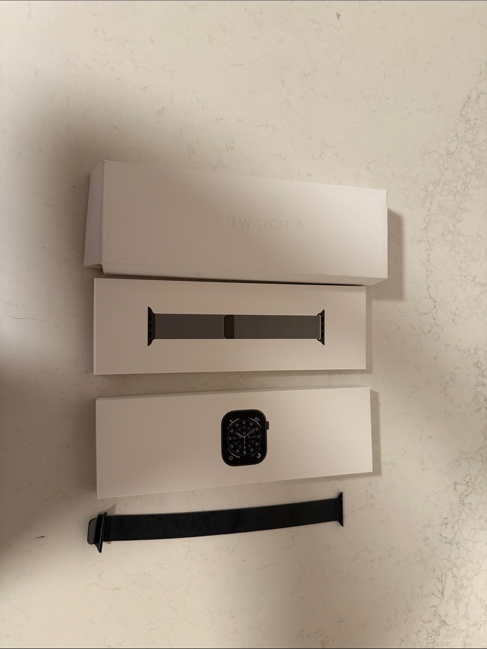 Apple Watch boxes with Black Stainless Steel watch bracelet